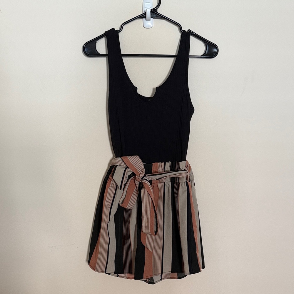 SHEIN Classic Black Tank and Striped Shorts Romper
